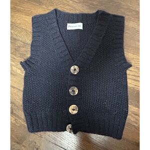 Baby Boys Fournier 6 M Baby Alpaca Navy Button Up Vest Sweater Winter Spring